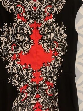 London Times Black Dress with Red & White Floral Print